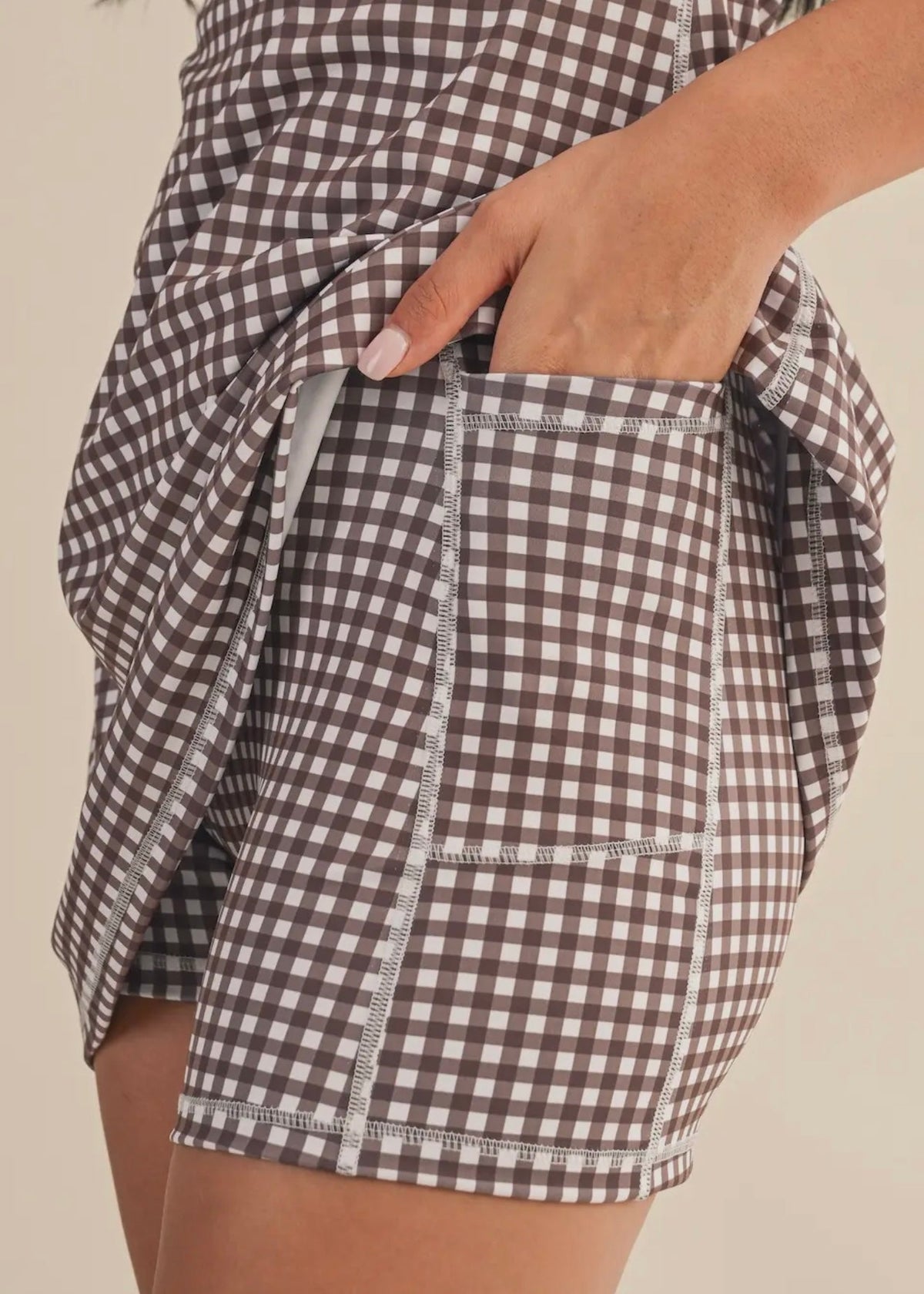 Gabby Active Dress - Brown Gingham
