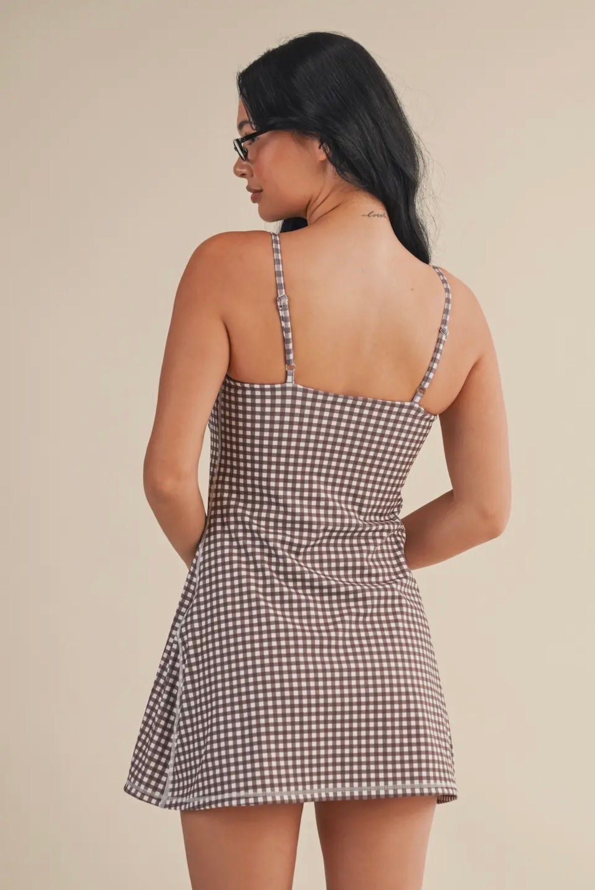 fall girl outfit, fall dress, fall active dress, brown gingham outfit, gingham dress