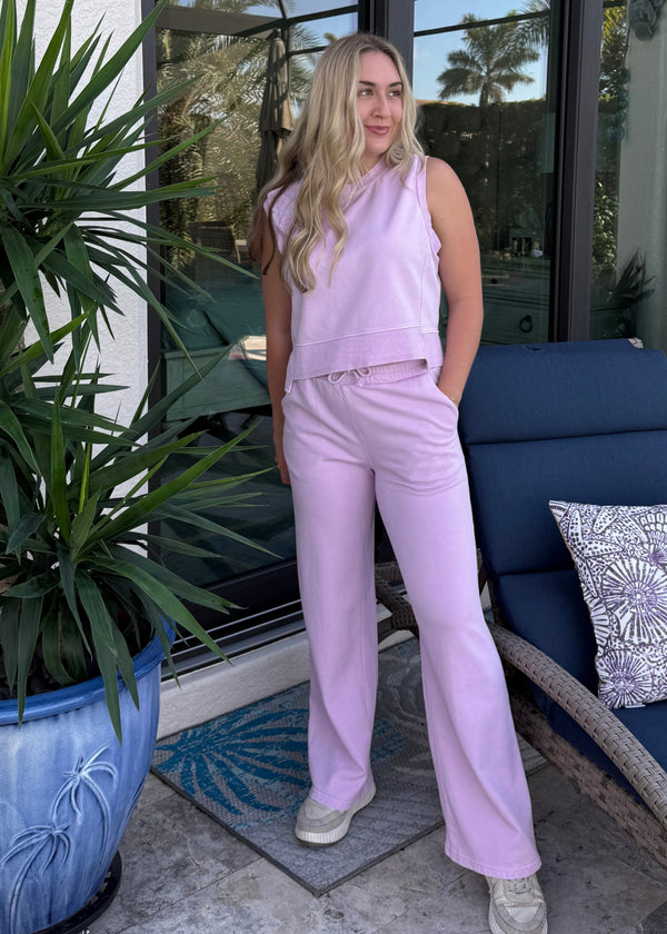 sleeveless top & pants lounge set, casual lounge set, comfy travel set