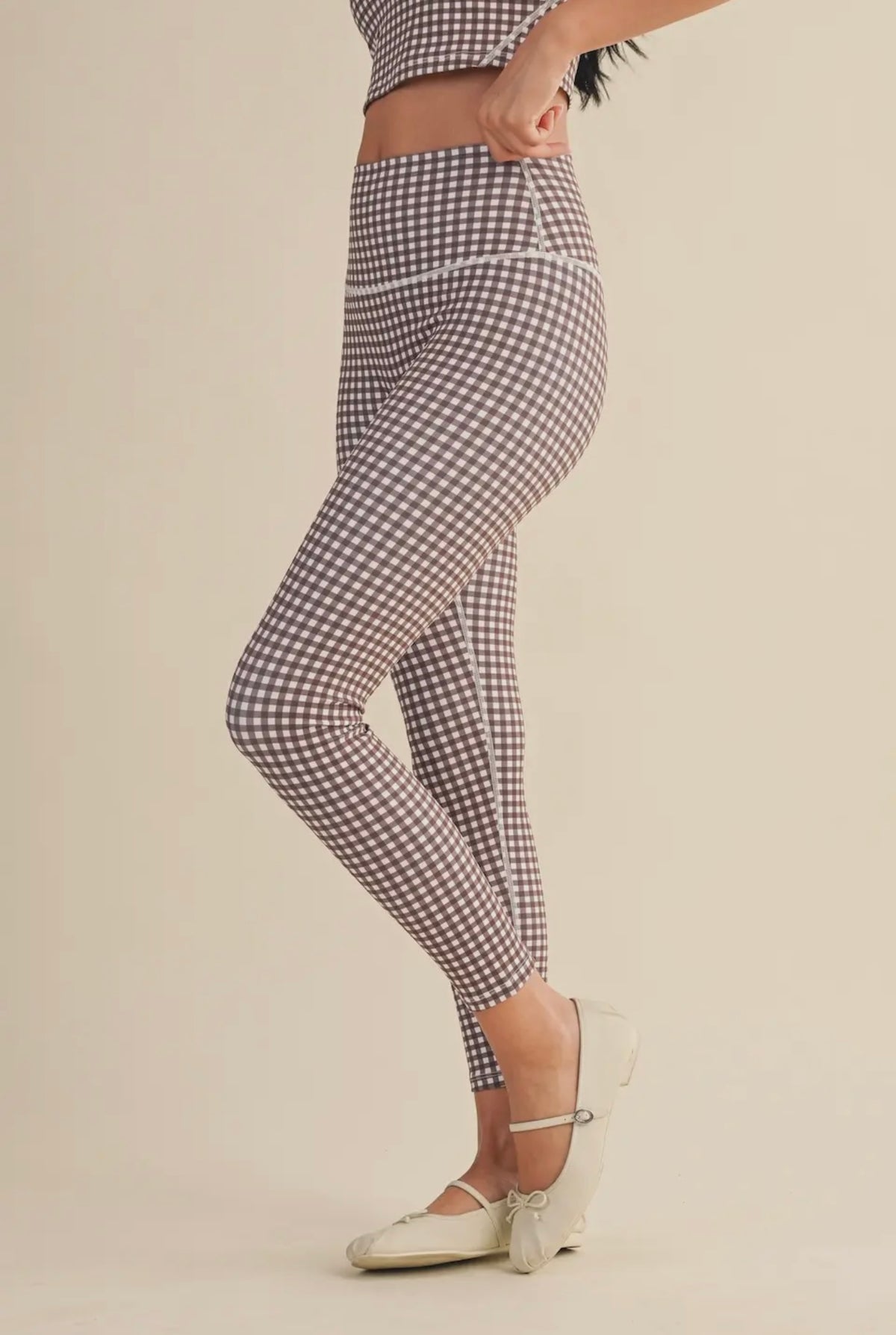 Brown Gingham Leggings