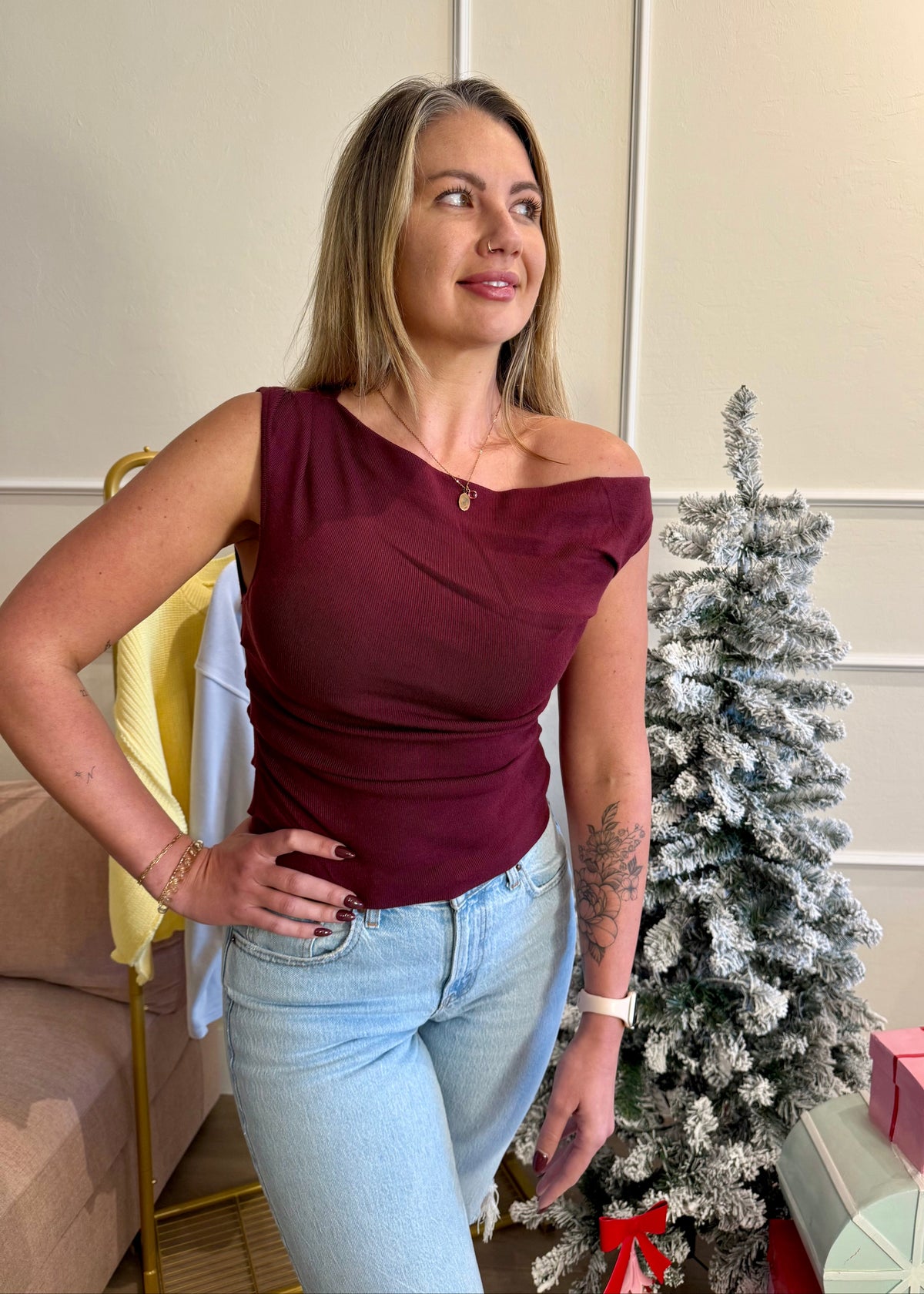 Burgundy Edge Top