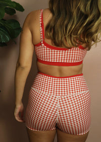 Double Layer Sports Bra - Red Gingham