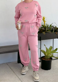 Bow Sweatpants - Pink