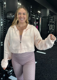 Chunky Cropped Zip Up - Soft Pink