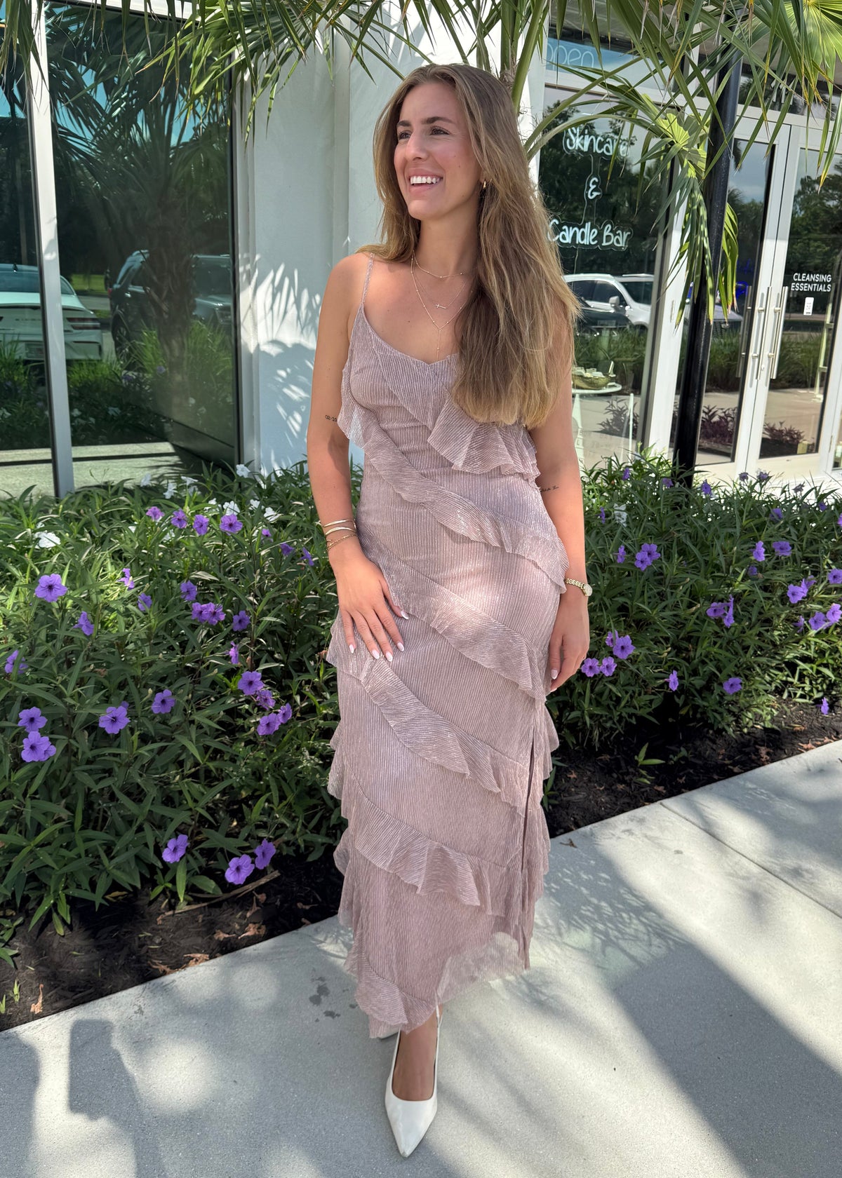 ruffle wedding guest dress