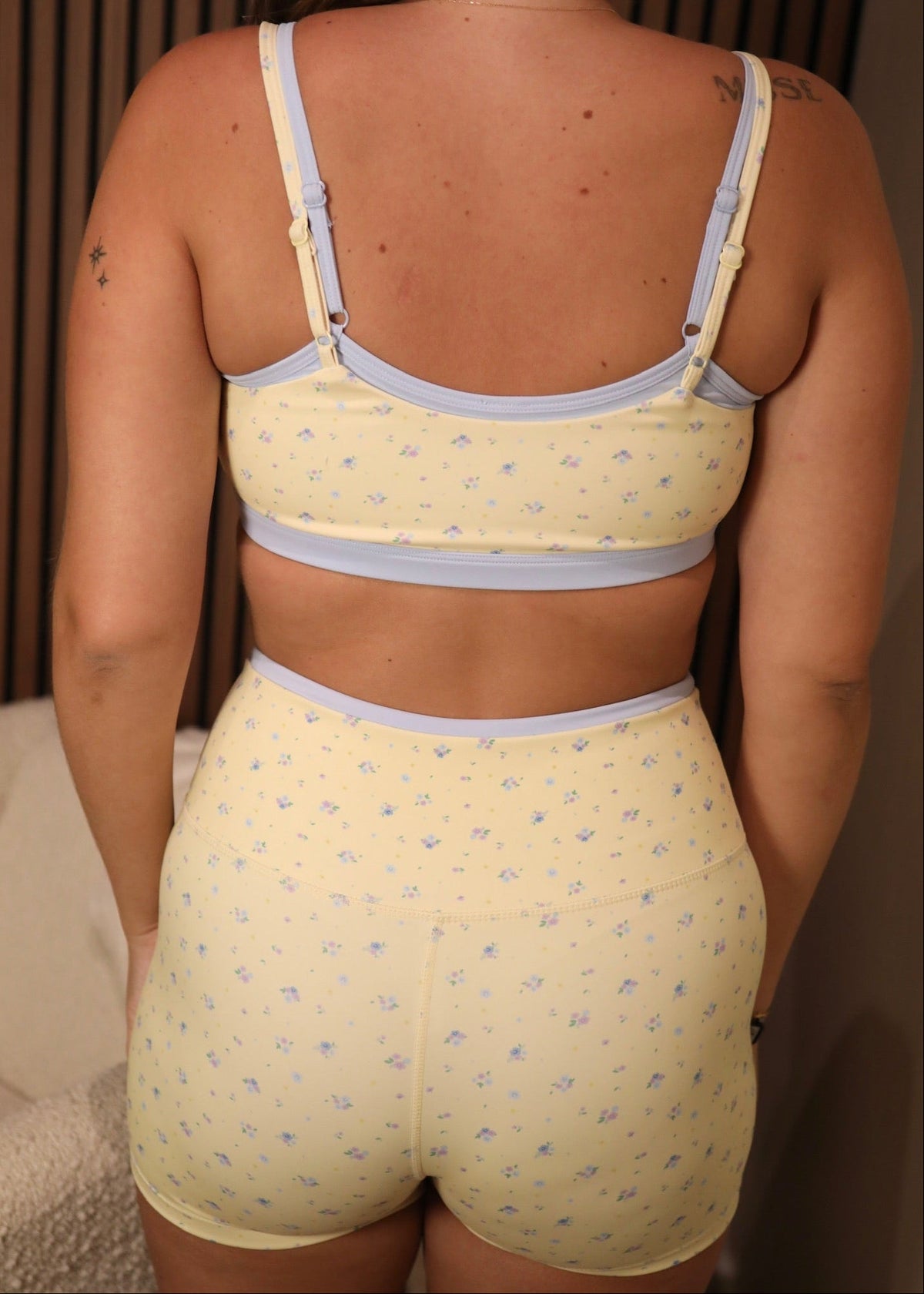 Double Layer Sports Bra - Yellow Ditsy