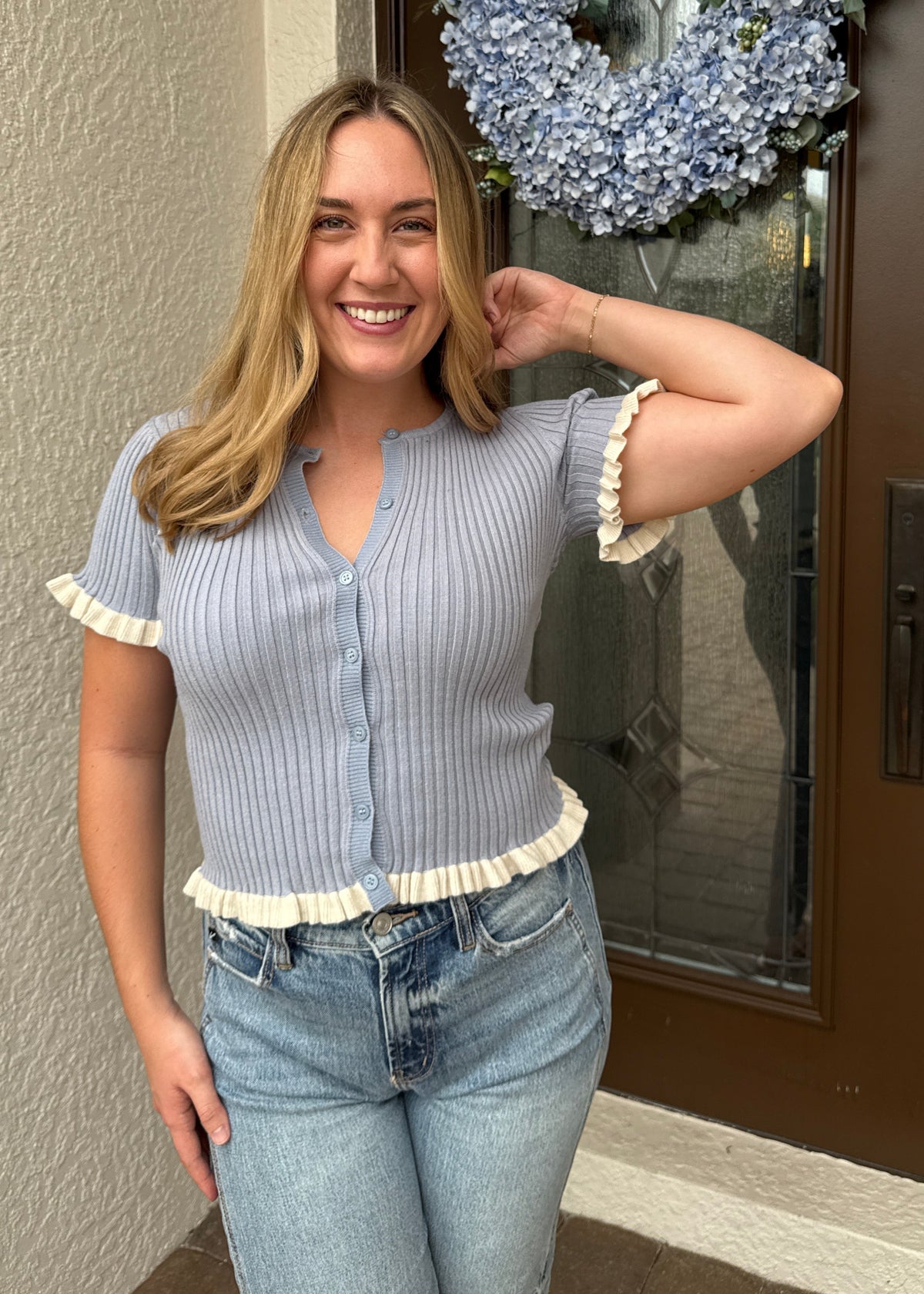 Ruffle Ribbed Top