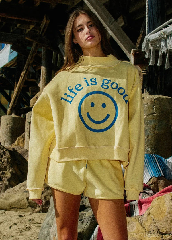 "Life Is Good" Reversible Cropped Mockneck