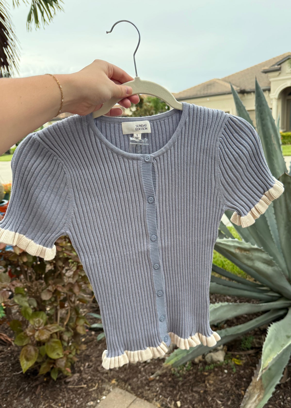 Ruffle Ribbed Top