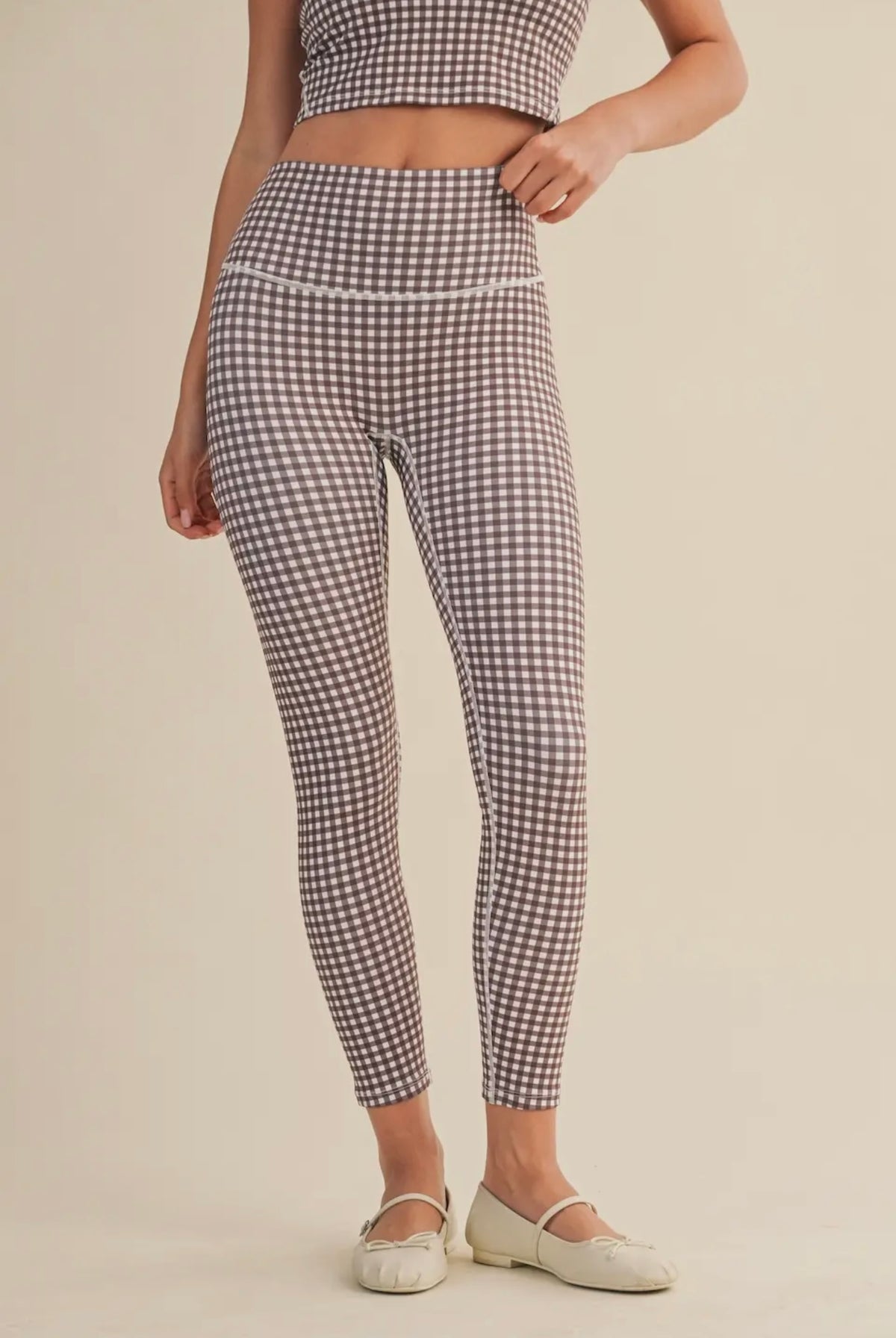 Brown Gingham Leggings
