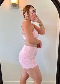 Double Layer Biker Shorts - Pink Ditsy