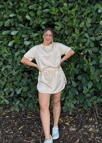 Beige/Pink Skirt Set