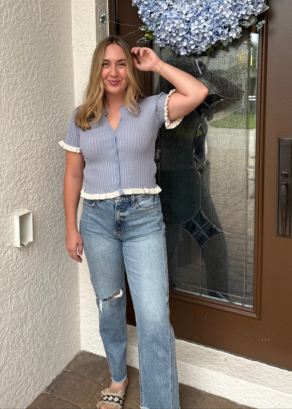 Ruffle Ribbed Top