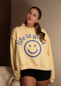 "Life Is Good" Reversible Cropped Mockneck