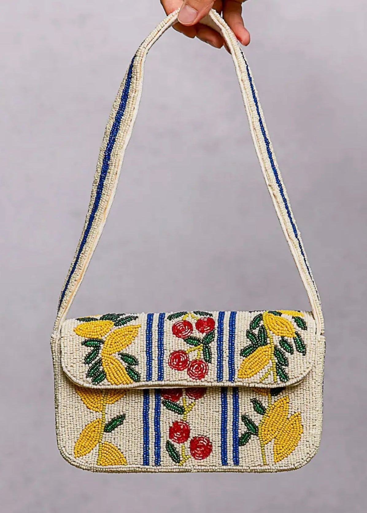 Beaded Lemon & Cherry Purse