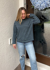 Boat-Neck Stripe Top