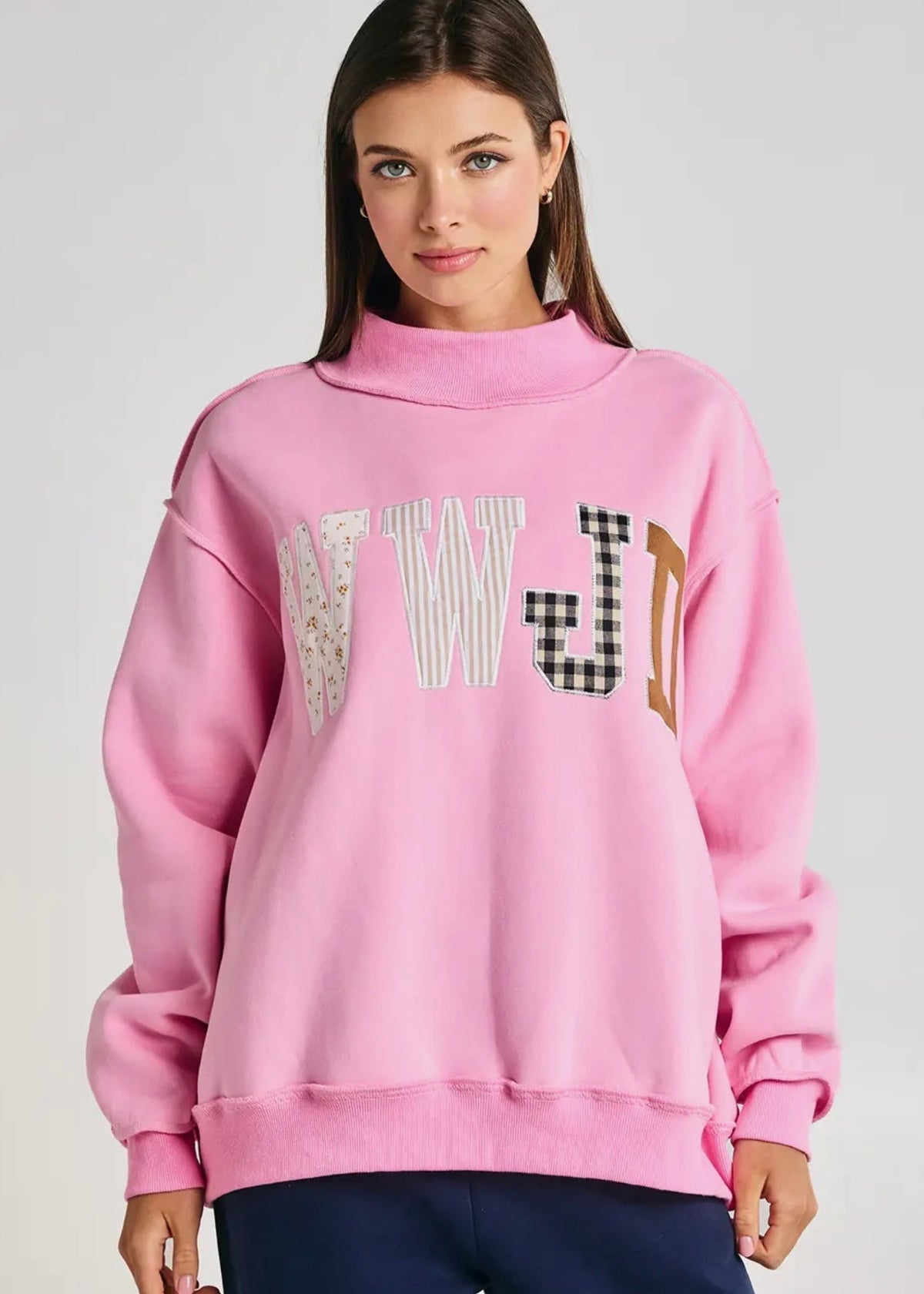 WWJD Mockneck Sweatshirt - Pink