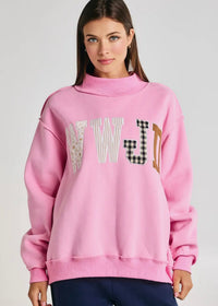 WWJD Mockneck Sweatshirt - Pink
