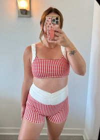 Scrunch Sports Bra - Red Gingham
