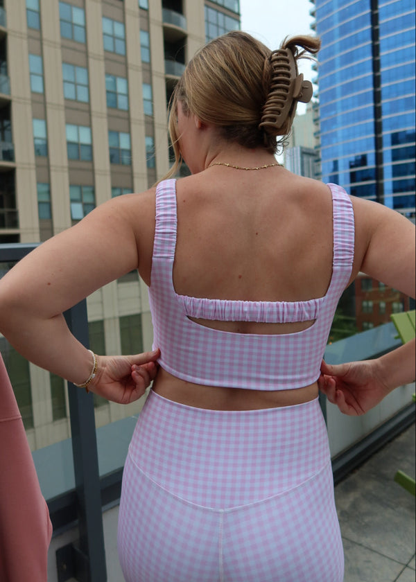 Pink Gingham Sports Bra