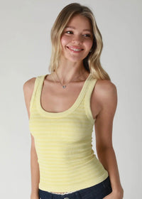 Summer Girly Striped Tank - Yellow