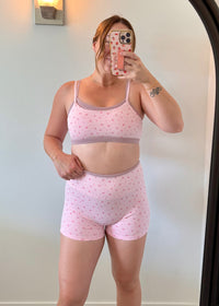 Double Layer Biker Shorts - Pink Ditsy