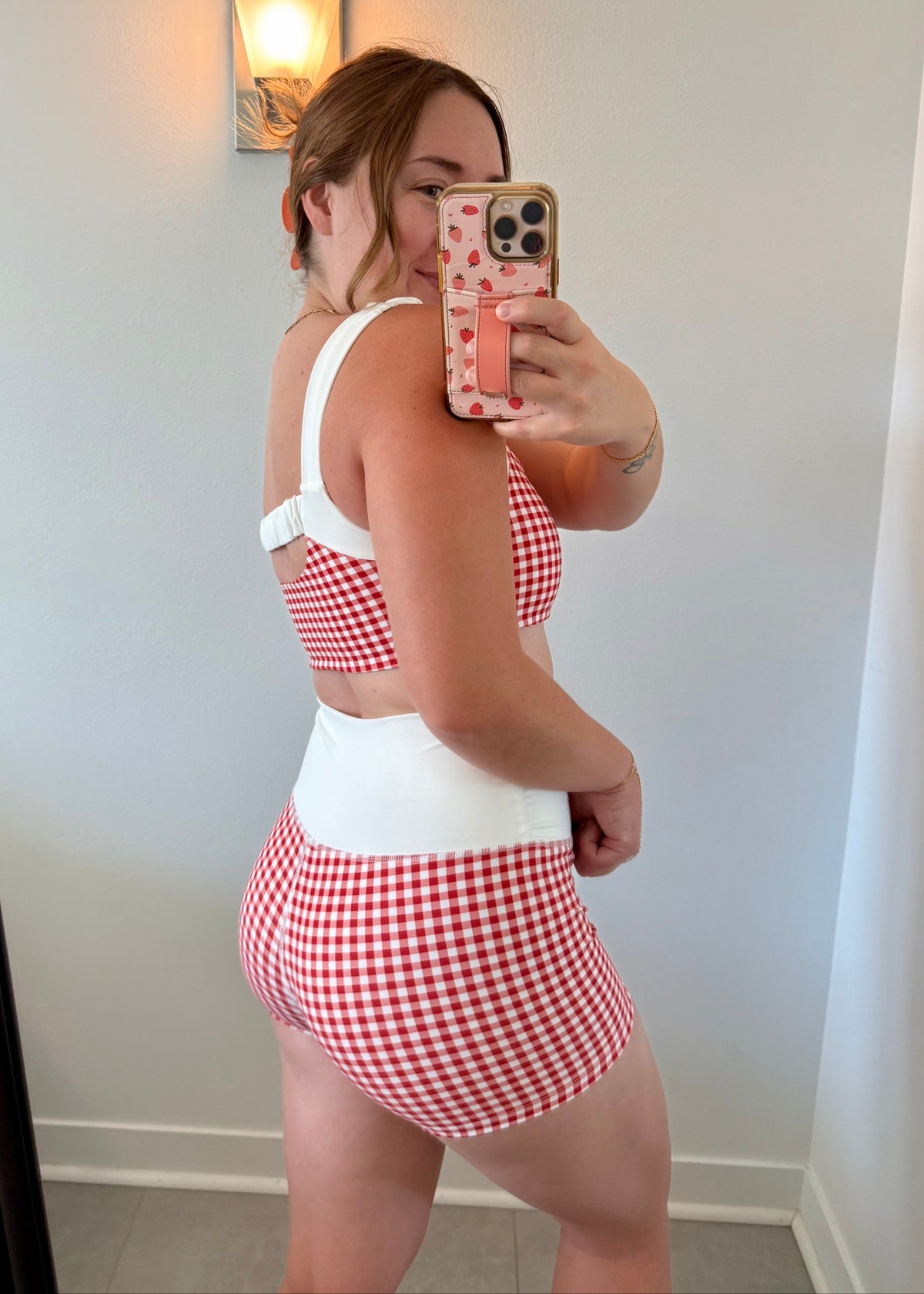 Scrunch Biker Shorts - Red Gingham