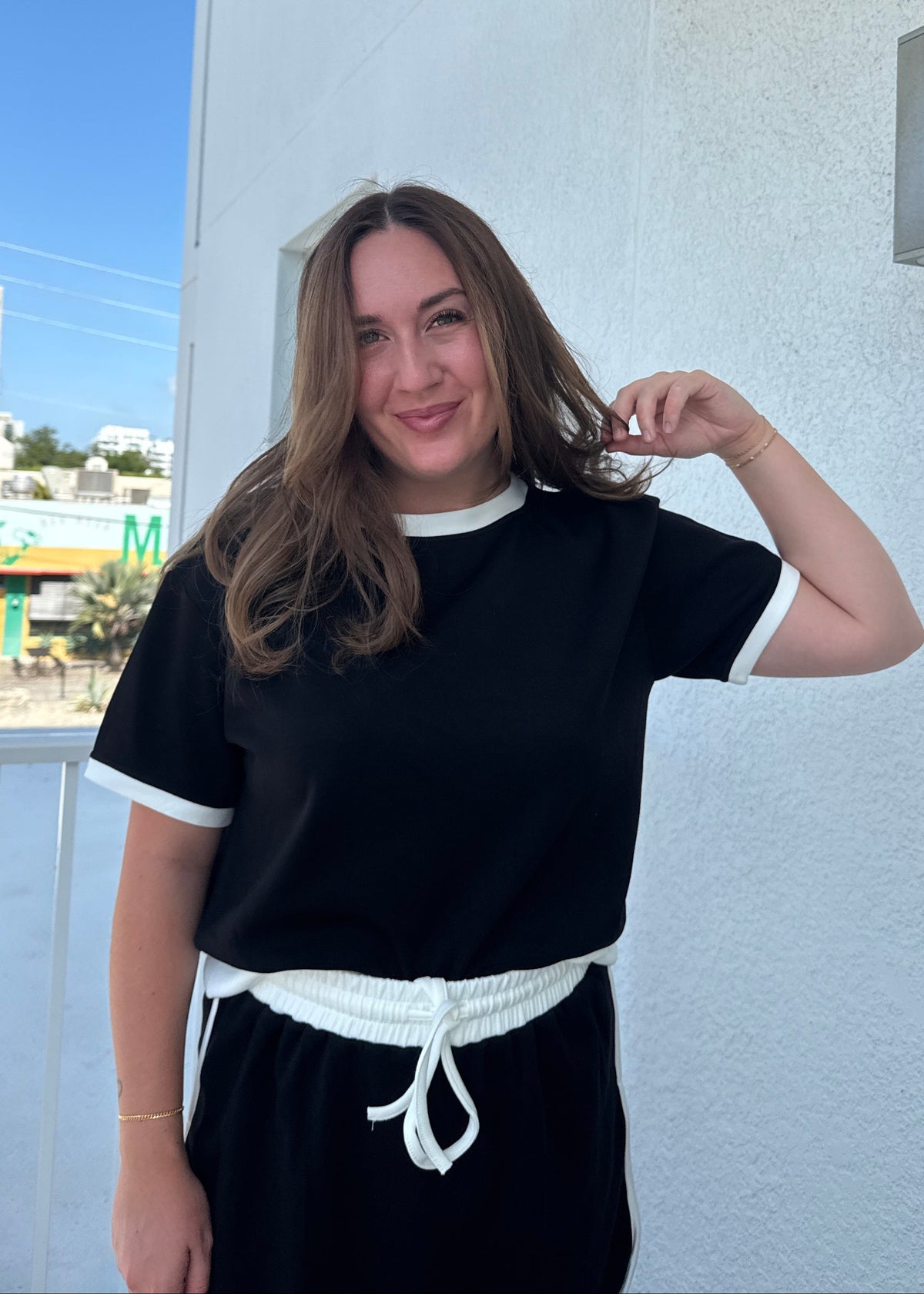Summer Girly Skort Set - Black/White