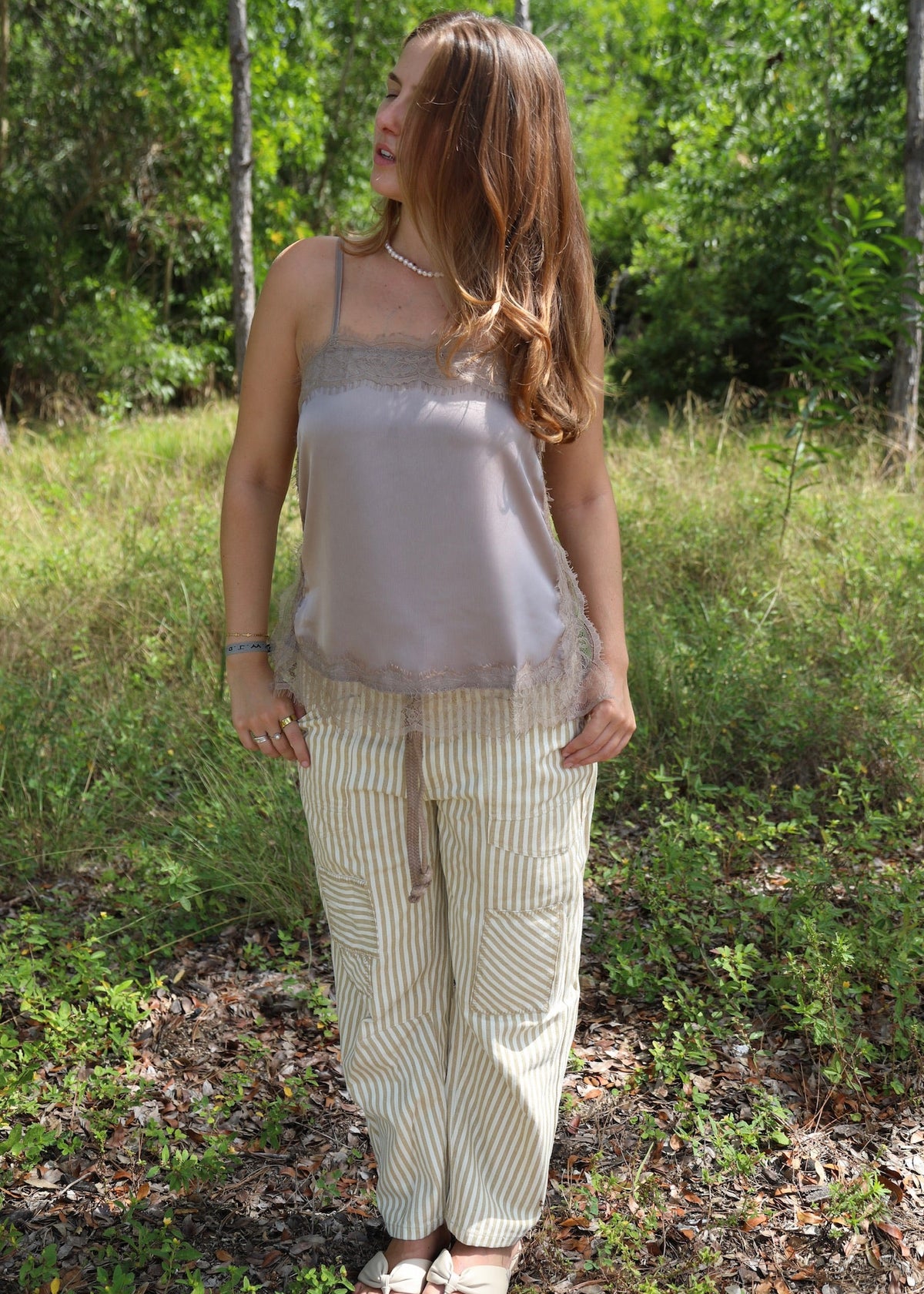 Free Spirit Pants - Tan & White