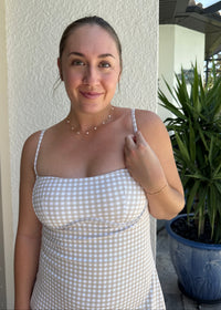 Gabby Active Dress - Tan Gingham