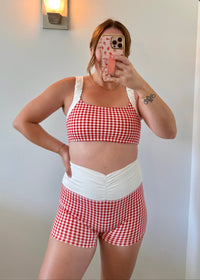 Scrunch Biker Shorts - Red Gingham