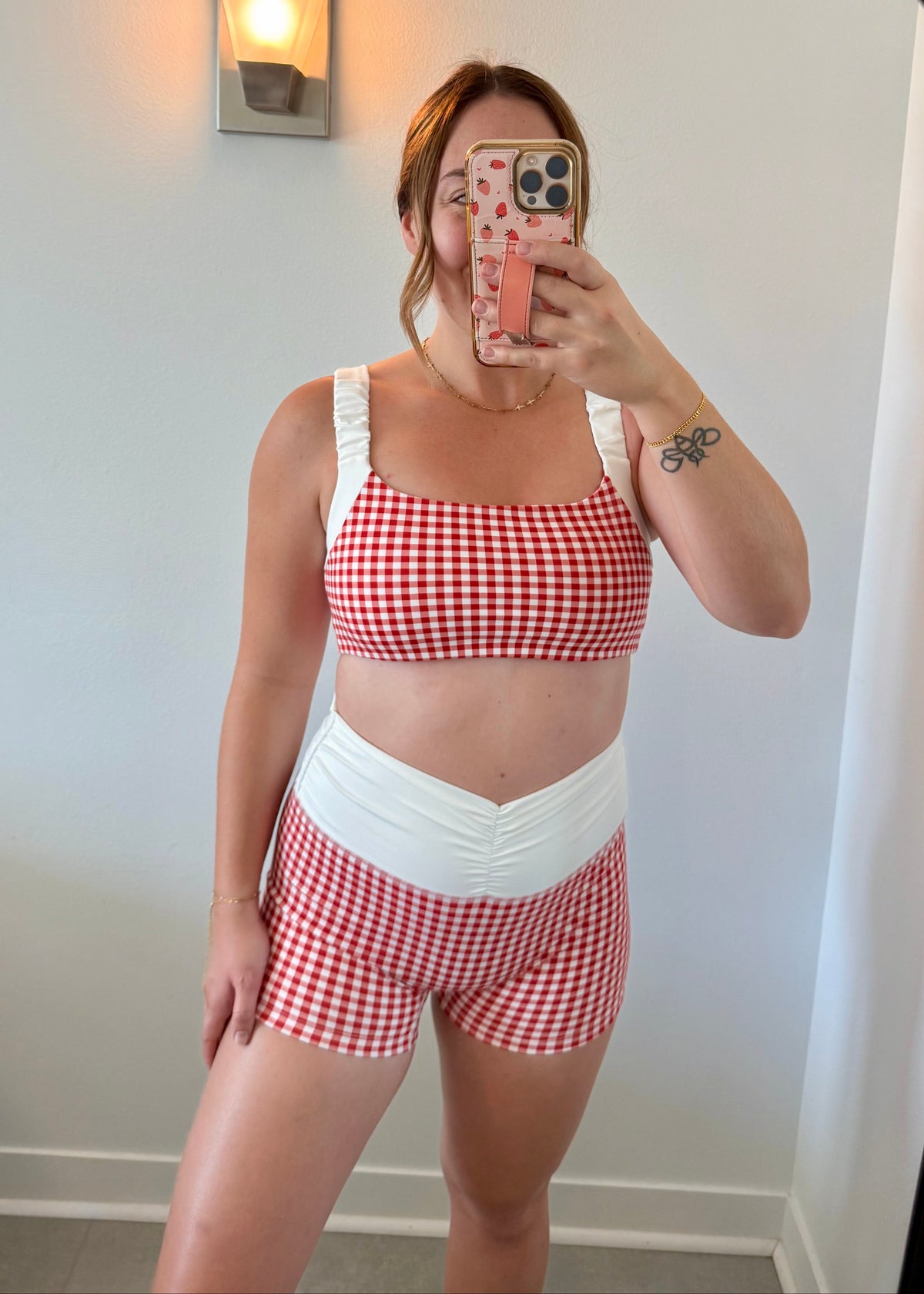 Scrunch Biker Shorts - Red Gingham