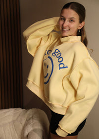 "Life Is Good" Reversible Cropped Mockneck