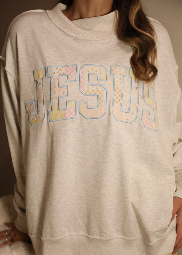 Floral Patchwork Jesus Mockneck