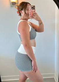 Scrunch Biker Shorts - Black Gingham