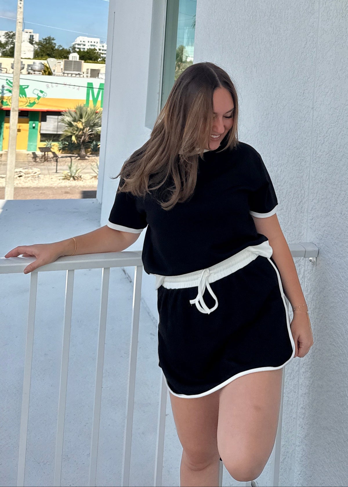Summer Girly Skort Set - Black/White