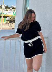 Summer Girly Skort Set - Black/White
