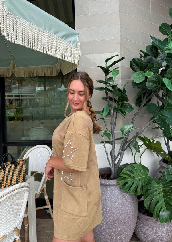 Star Romper - Tan