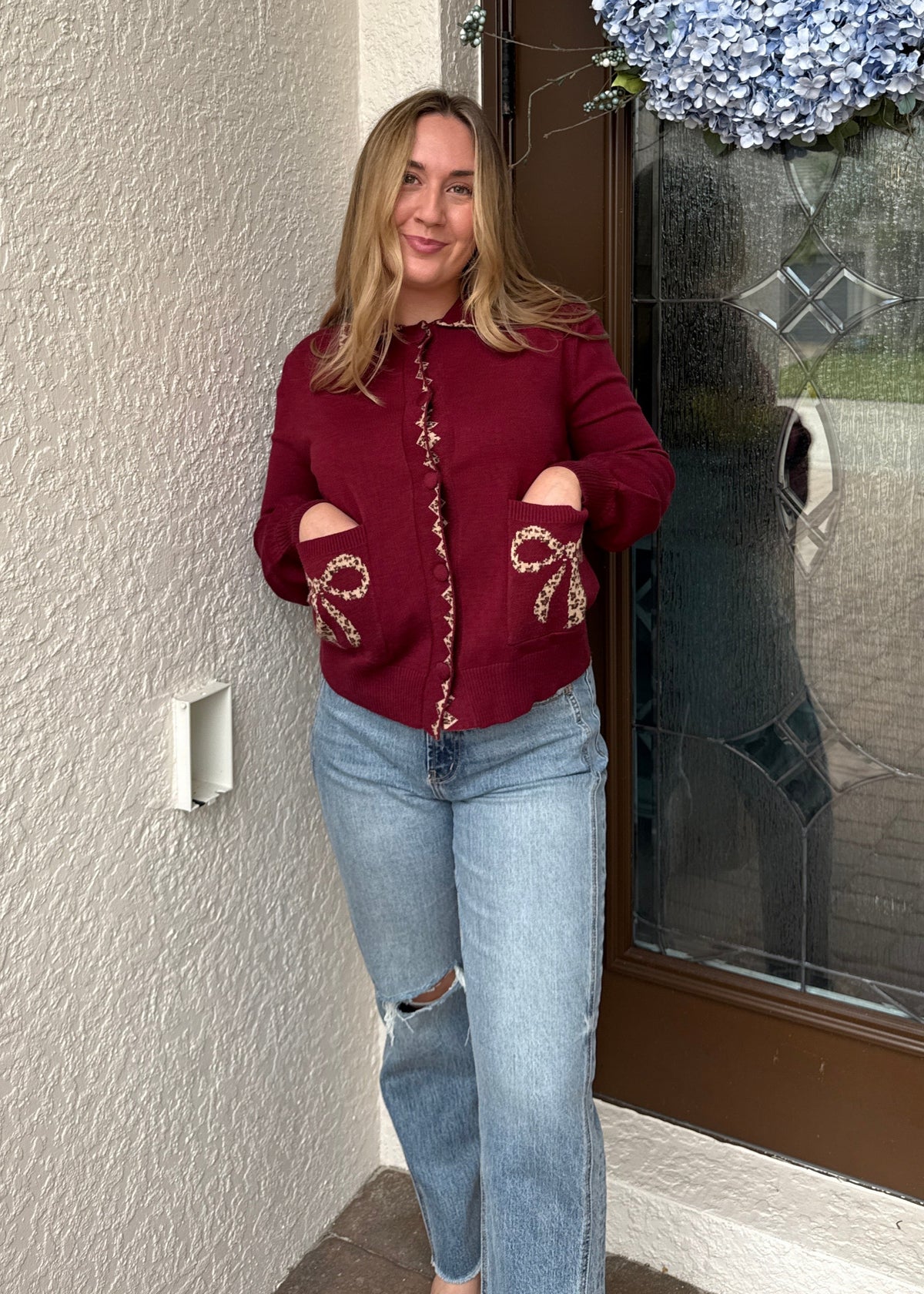 Burgundy Bow Sweater