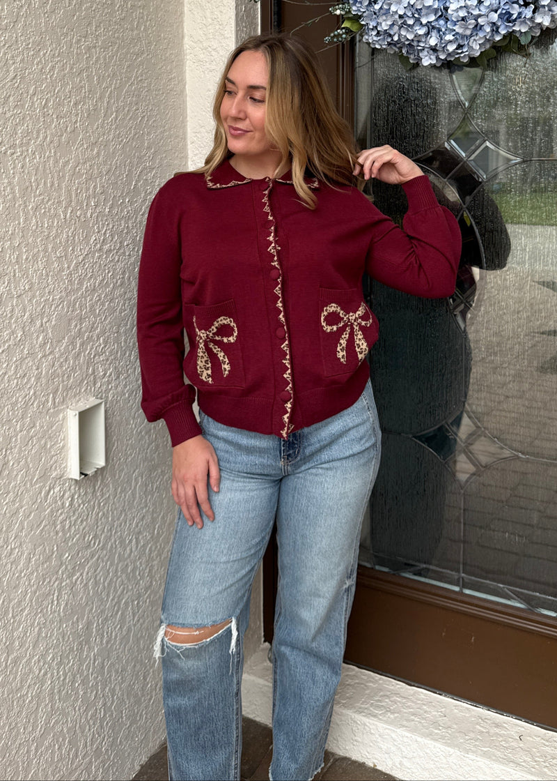 Burgundy Bow Sweater