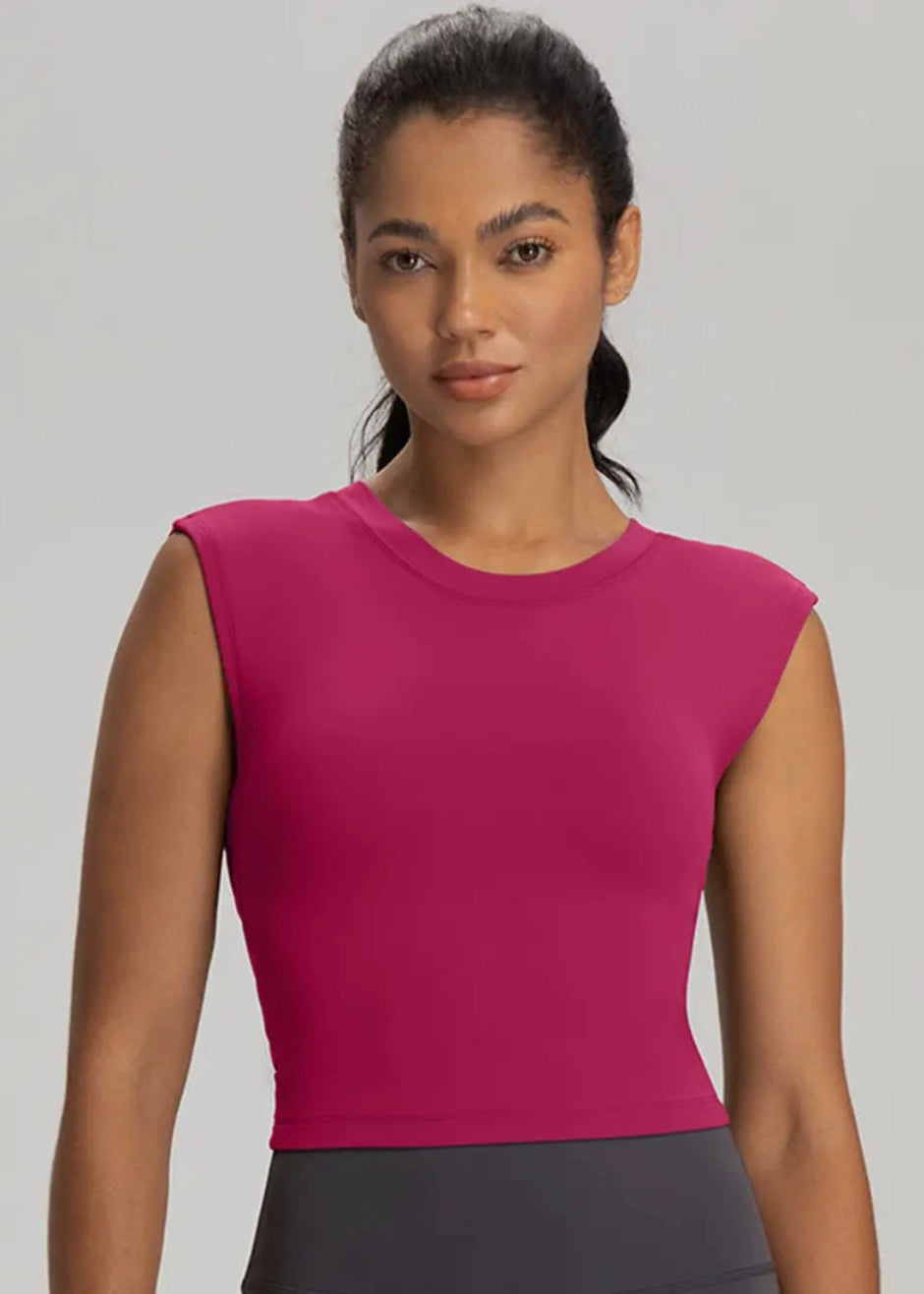 Peekaboo Athletic Top - Rosey Red