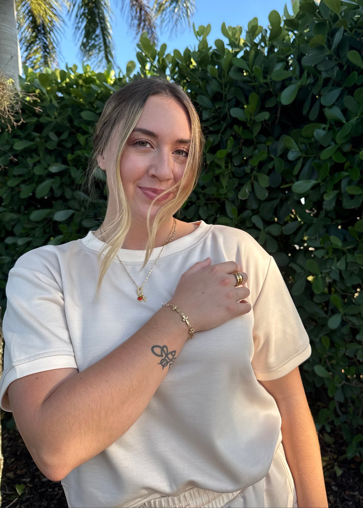 Beige/Pink Skirt Set