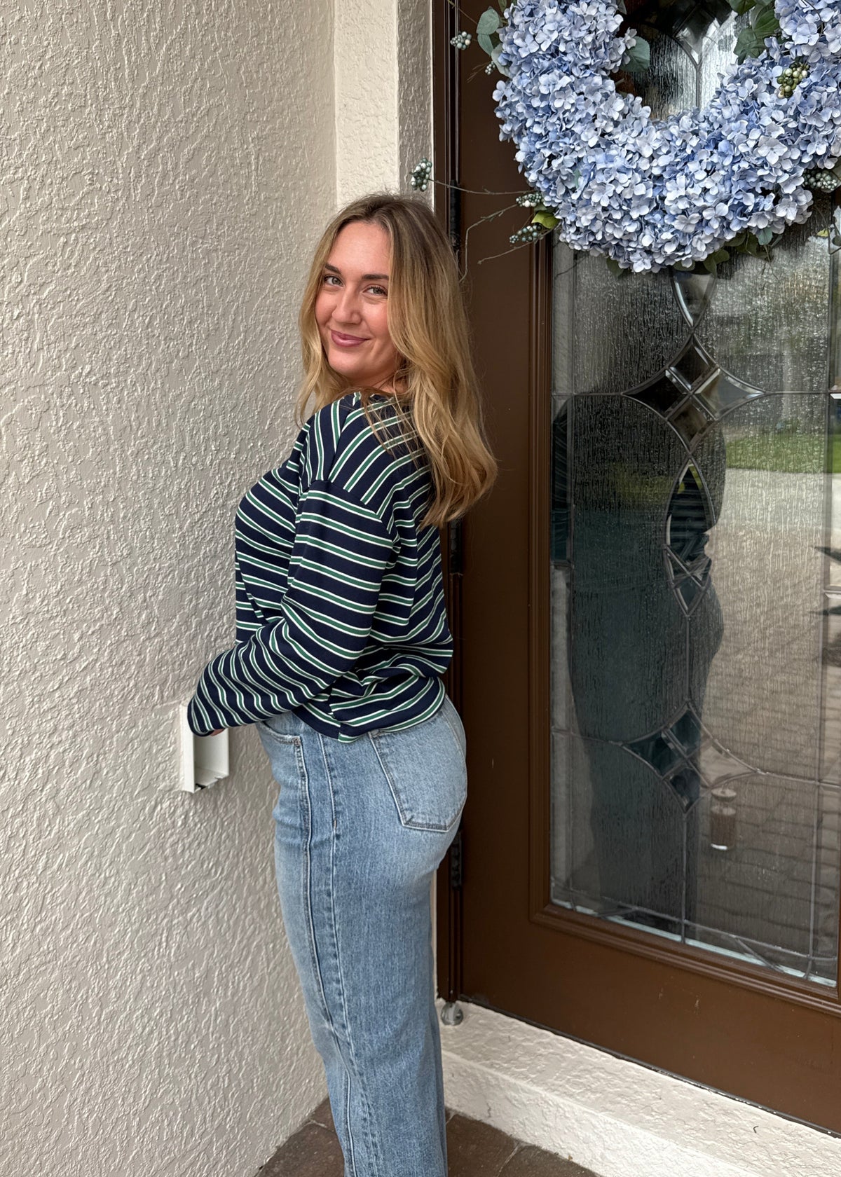 Boat-Neck Stripe Top