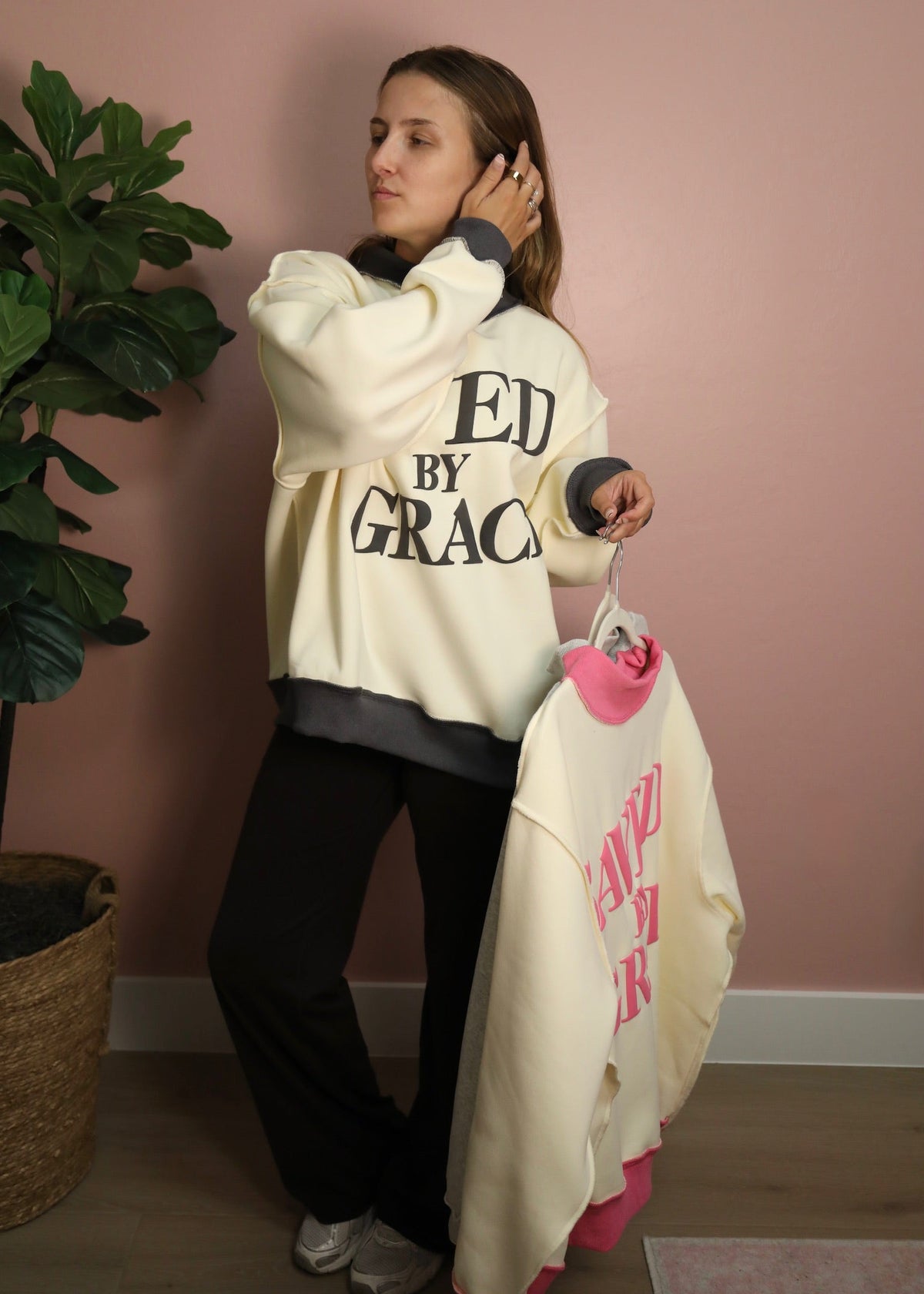 Saved by Grace Mockneck Sweatshirt - Grey