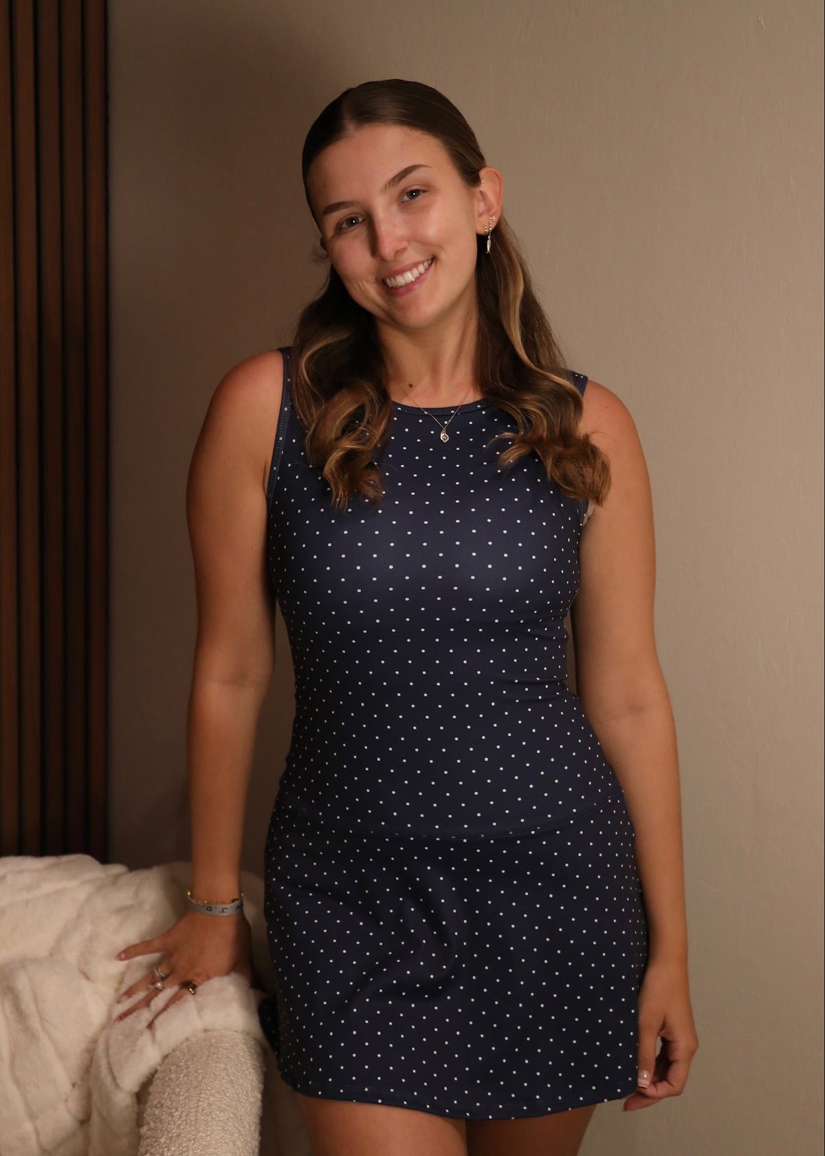 Navy Polka Dot Active Dress – Arukah Boutique