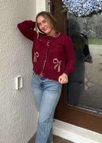 Burgundy Bow Sweater
