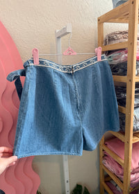 Embroidered Denim Skort