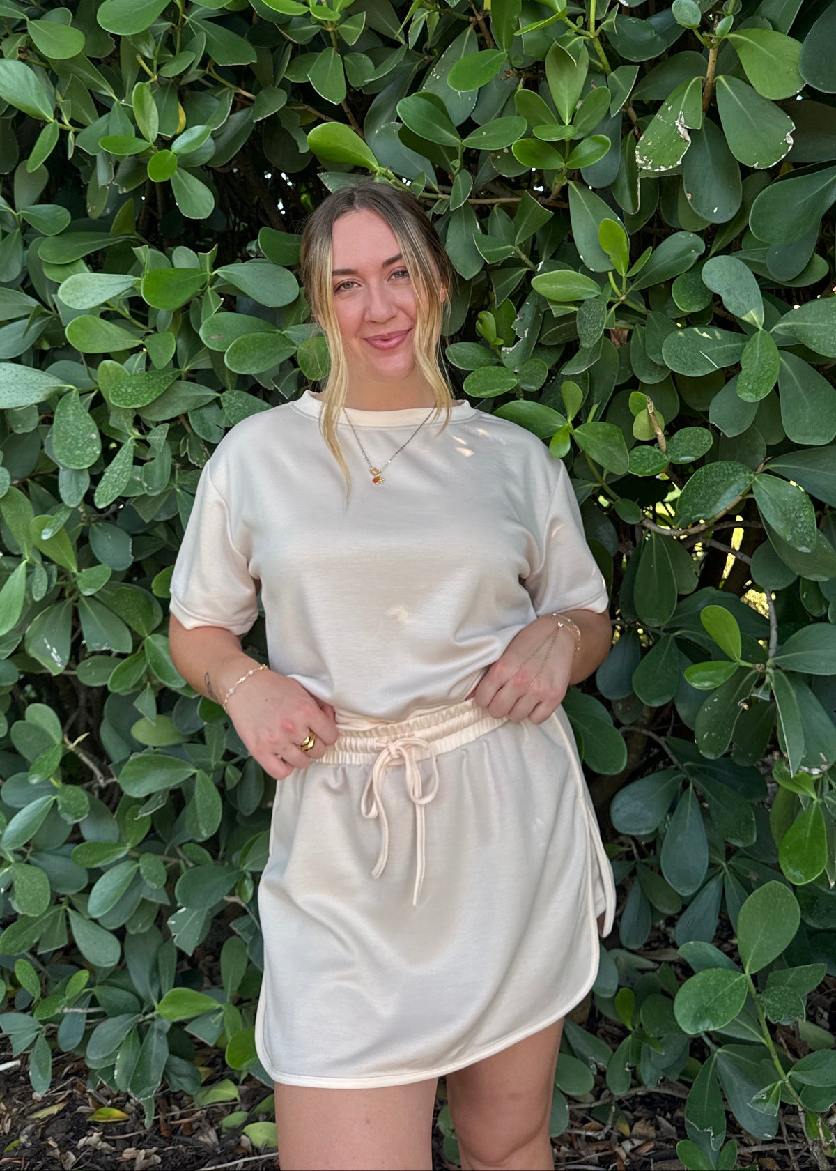 Beige/Pink Skirt Set