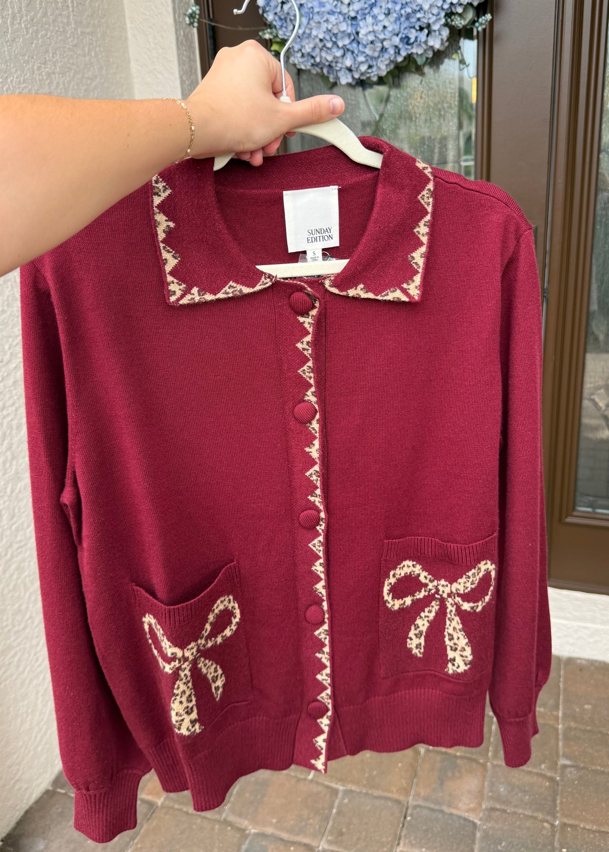 Burgundy Bow Sweater
