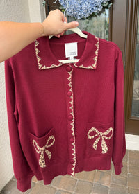 Burgundy Bow Sweater